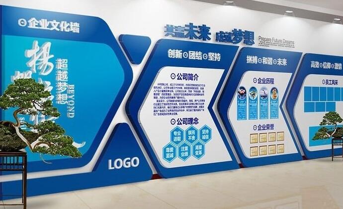 企業(yè)單位,企業(yè)文化墻,傳統(tǒng)穩(wěn)健型,冷色系